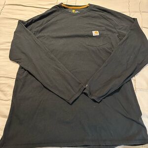 Carhartt Black Long-Sleeve Pocket Tee with Logo Patch